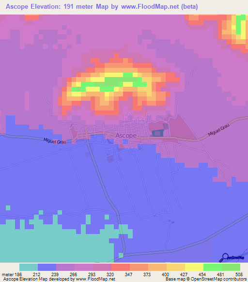 Ascope,Peru Elevation Map