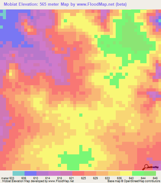 Mobiat,Sudan Elevation Map