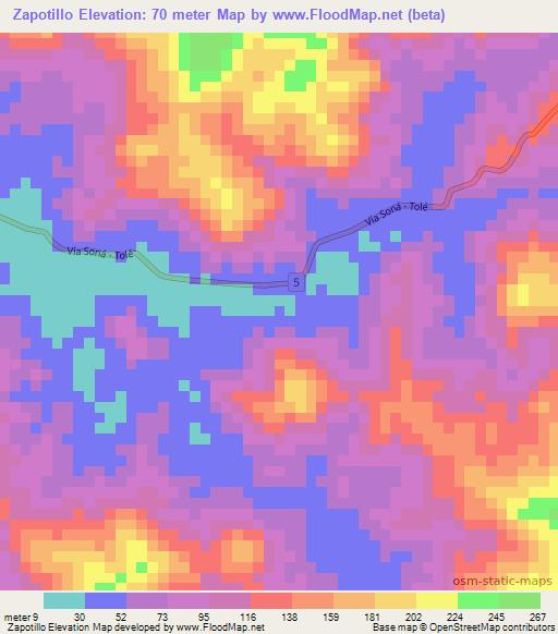 Zapotillo,Panama Elevation Map