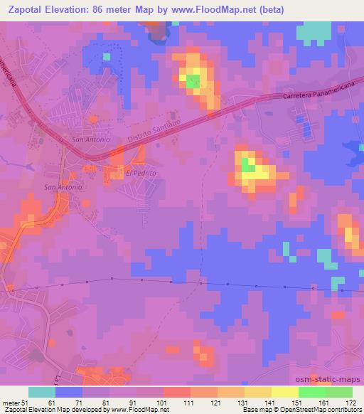 Zapotal,Panama Elevation Map