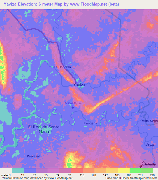 Yaviza,Panama Elevation Map