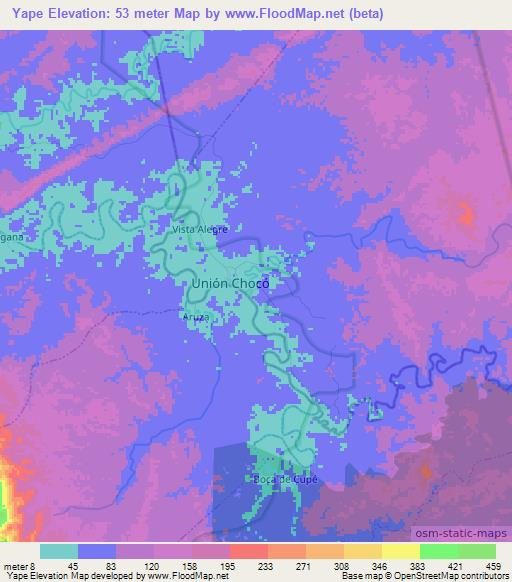 Yape,Panama Elevation Map