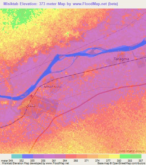 Misiktab,Sudan Elevation Map