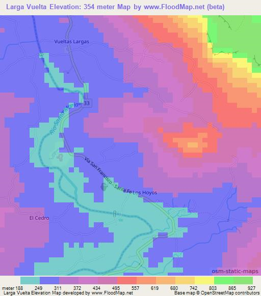 Larga Vuelta,Panama Elevation Map
