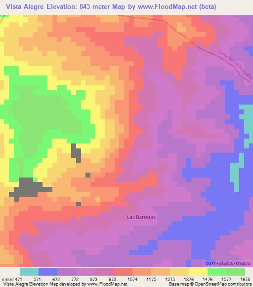 Vista Alegre,Panama Elevation Map