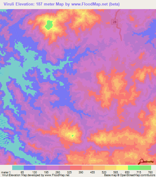 Viruli,Panama Elevation Map