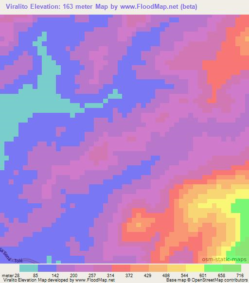 Viralito,Panama Elevation Map