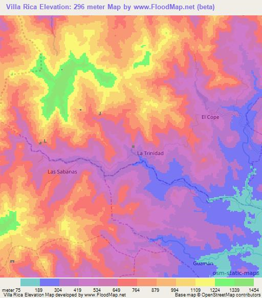 Villa Rica,Panama Elevation Map