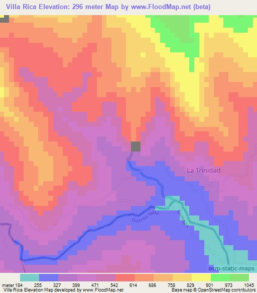 Villa Rica,Panama Elevation Map