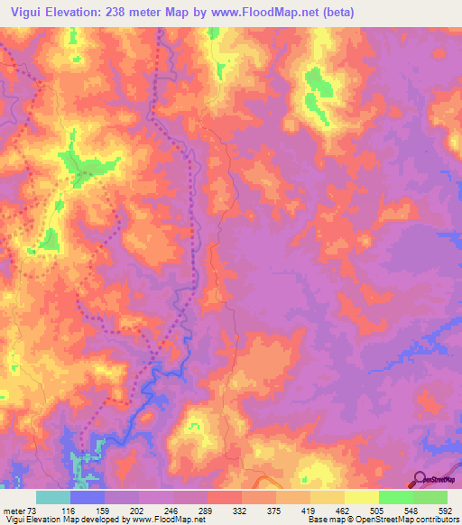 Vigui,Panama Elevation Map