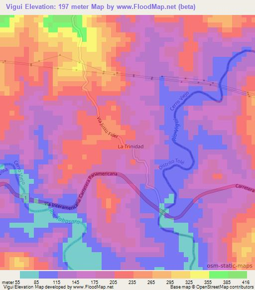 Vigui,Panama Elevation Map