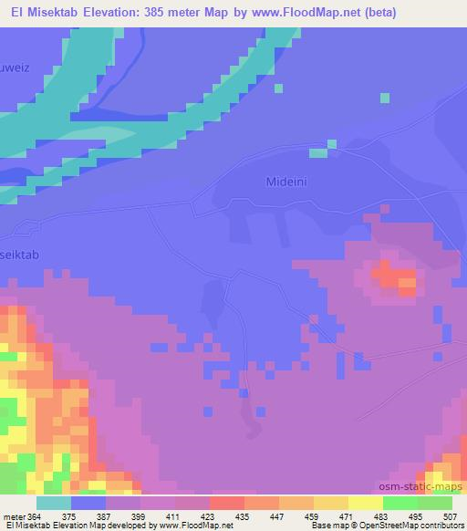 El Misektab,Sudan Elevation Map