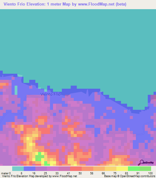 Viento Frio,Panama Elevation Map