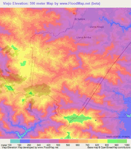 Viejo,Panama Elevation Map