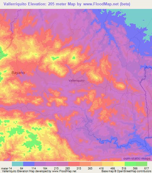 Vallerriquito,Panama Elevation Map