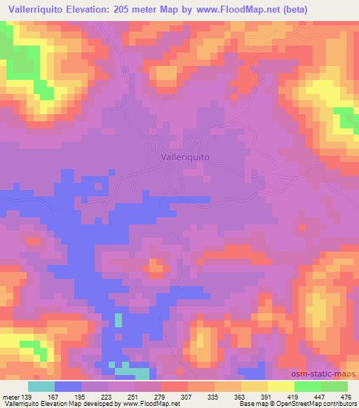 Vallerriquito,Panama Elevation Map