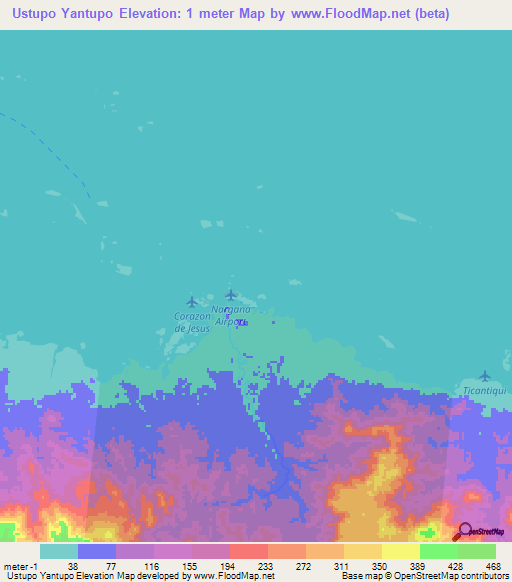 Ustupo Yantupo,Panama Elevation Map