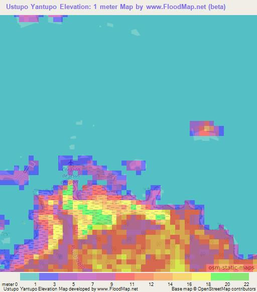 Ustupo Yantupo,Panama Elevation Map