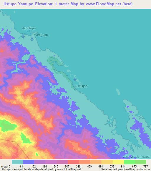 Ustupo Yantupo,Panama Elevation Map