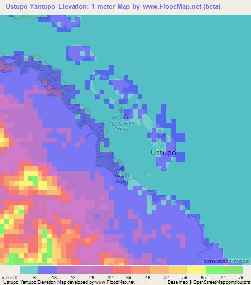 Ustupo Yantupo,Panama Elevation Map