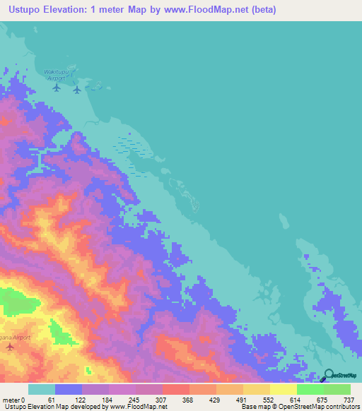 Ustupo,Panama Elevation Map