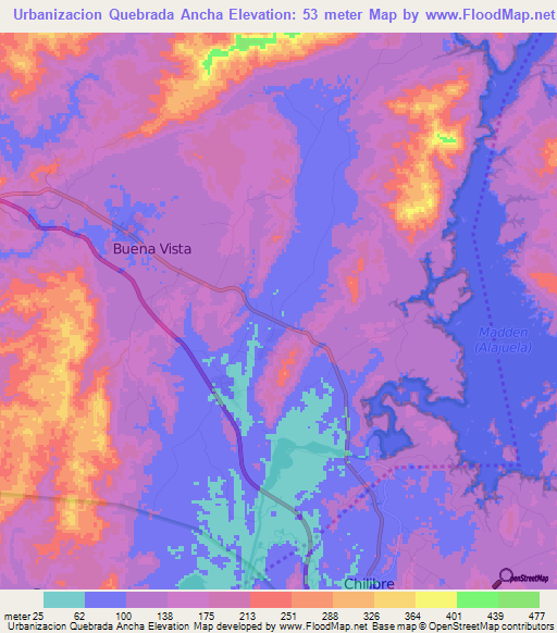 Urbanizacion Quebrada Ancha,Panama Elevation Map