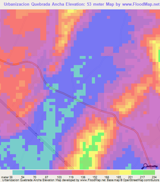 Urbanizacion Quebrada Ancha,Panama Elevation Map