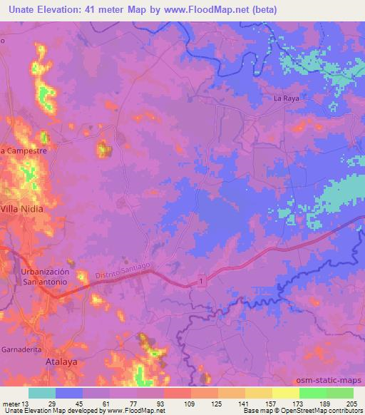 Unate,Panama Elevation Map