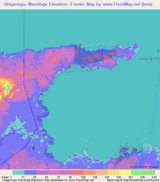 Ubigantupo Mandinga,Panama Elevation Map