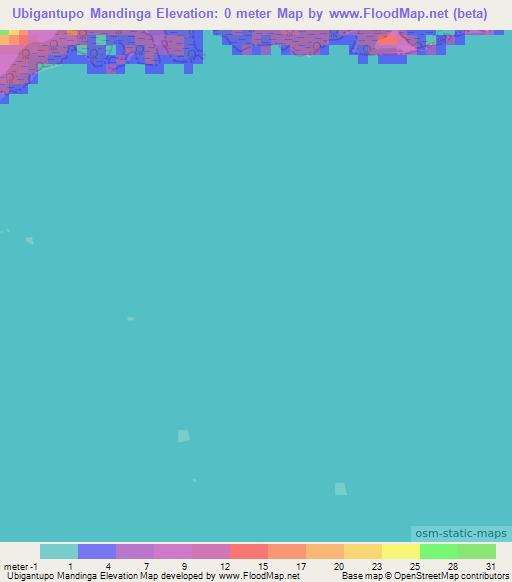 Ubigantupo Mandinga,Panama Elevation Map