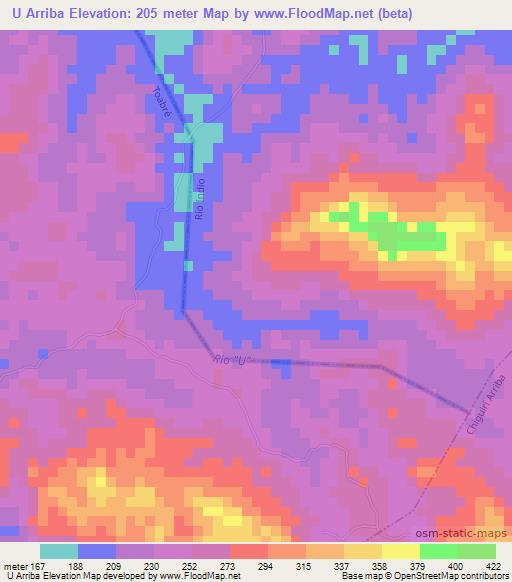 U Arriba,Panama Elevation Map