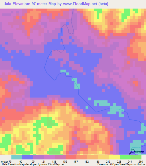 Uala,Panama Elevation Map
