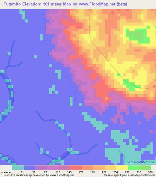 Tutumito,Panama Elevation Map