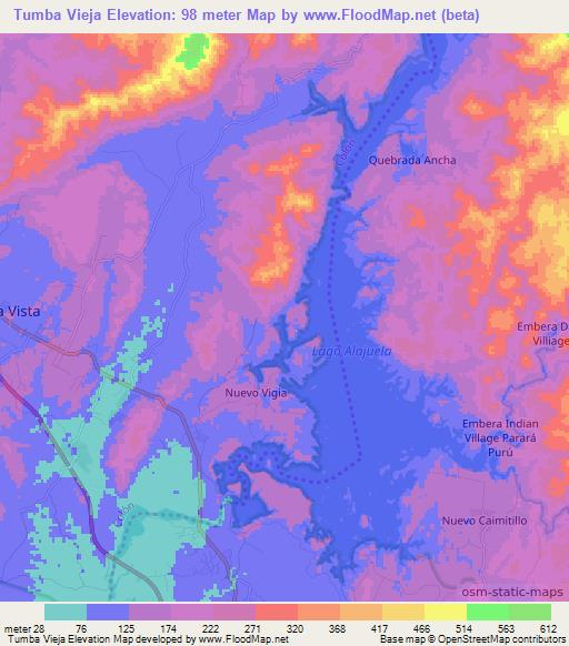 Tumba Vieja,Panama Elevation Map