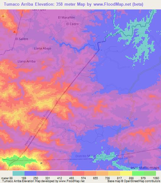 Tumaco Arriba,Panama Elevation Map