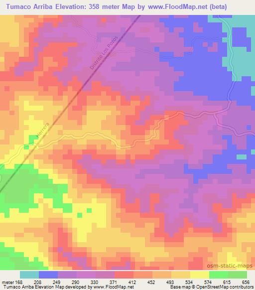 Tumaco Arriba,Panama Elevation Map