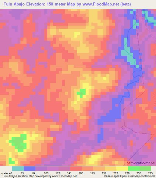 Tulu Abajo,Panama Elevation Map
