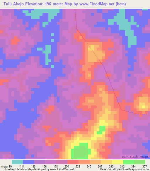 Tulu Abajo,Panama Elevation Map
