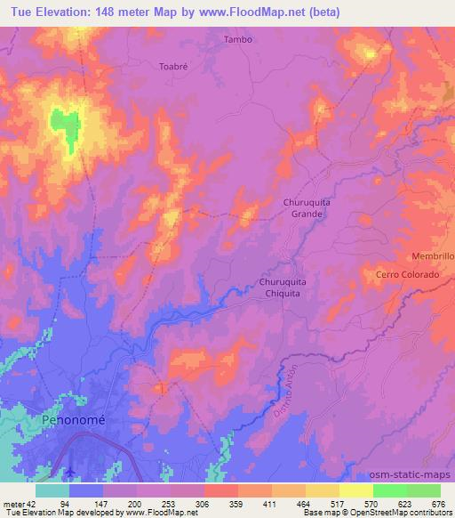 Tue,Panama Elevation Map