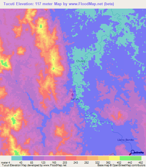 Tucuti,Panama Elevation Map