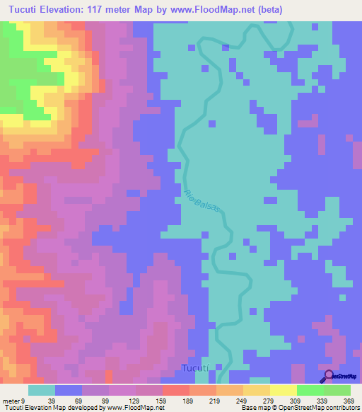 Tucuti,Panama Elevation Map