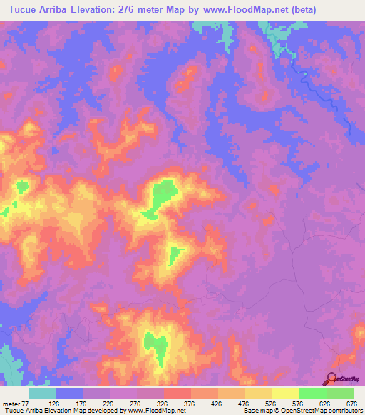 Tucue Arriba,Panama Elevation Map