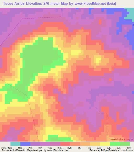 Tucue Arriba,Panama Elevation Map