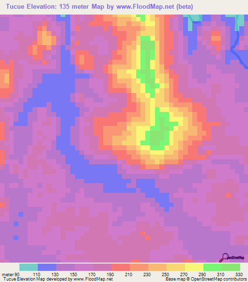 Tucue,Panama Elevation Map