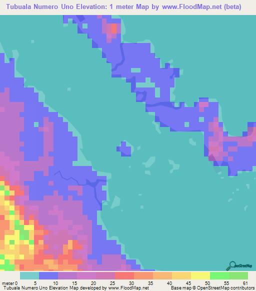 Tubuala Numero Uno,Panama Elevation Map