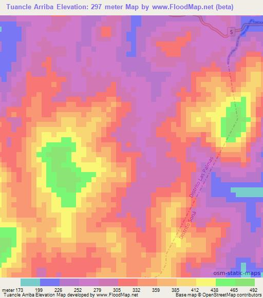 Tuancle Arriba,Panama Elevation Map