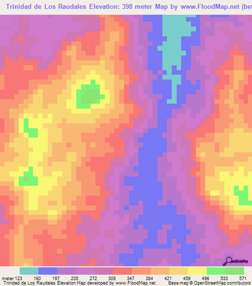 Trinidad de Los Raudales,Panama Elevation Map