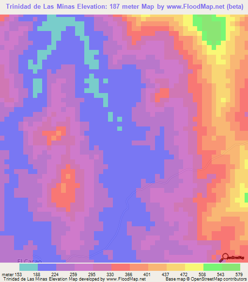 Trinidad de Las Minas,Panama Elevation Map