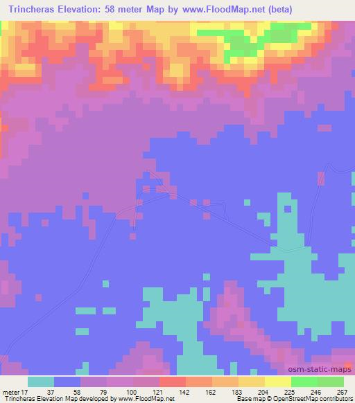 Trincheras,Panama Elevation Map