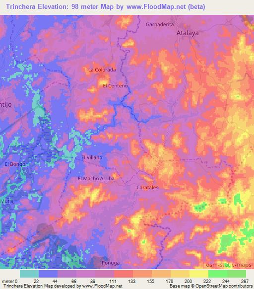 Trinchera,Panama Elevation Map